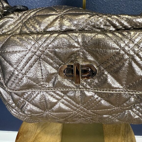 Style & Co Metallic Silver Quilted Shoulder Bag - Picture 5 of 6